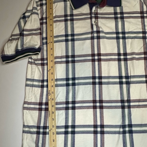 Duck Head Polo Shirt Mens Medium White Blue Plaid Short Sleeve Golf Tour Vintage - Picture 6 of 6